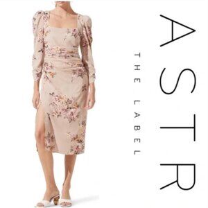 ASTR The Label Blush Floral Long Sleeve Midi Dress
